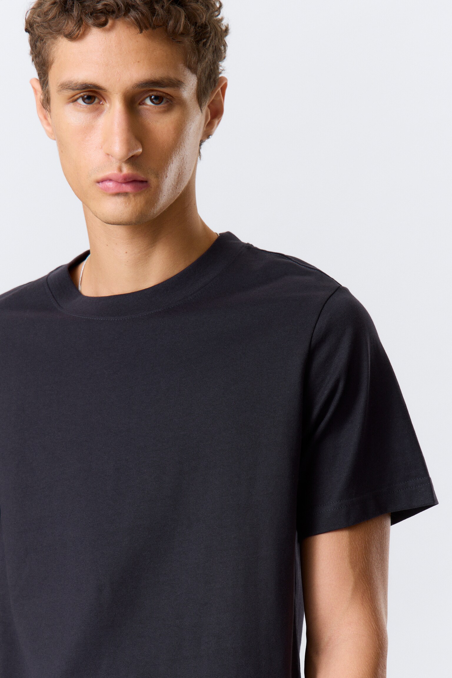 Kraftig Kort Boxig T-shirt - Mörk marinblå/Mörkgrön/Ljusgrå/Vit/Svart/Ljus dimblå - 5