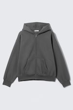 Dark Grey - Loose Fit Zip Hoodie - 4