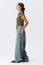 Khaki Green - Cap-Sleeved Asymmetric Ripstop Top - 3