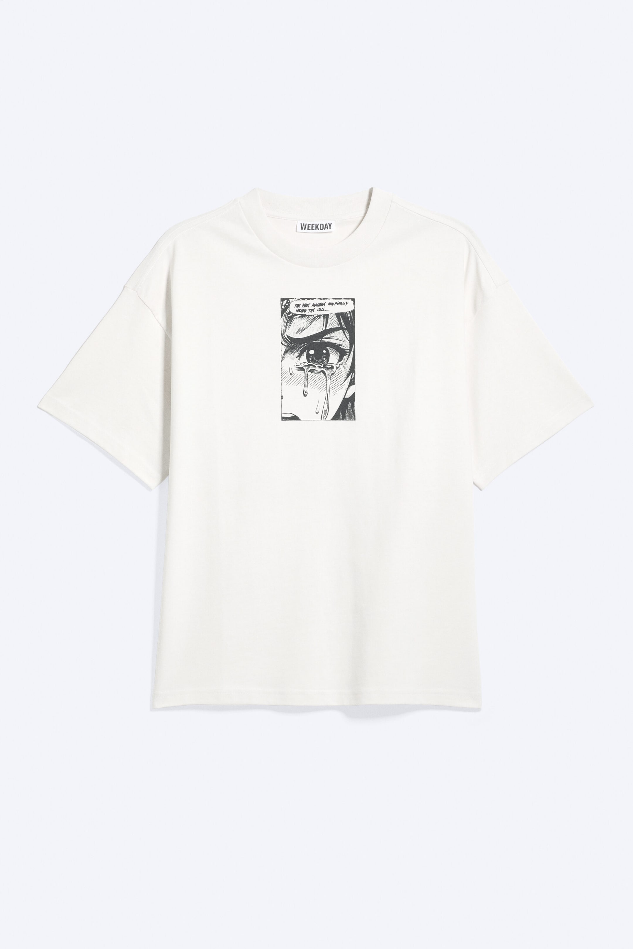 Weiß - Tränen - Bedrucktes kastiges T-Shirt - 4