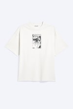 Weiß - Tränen - Bedrucktes kastiges T-Shirt - 4