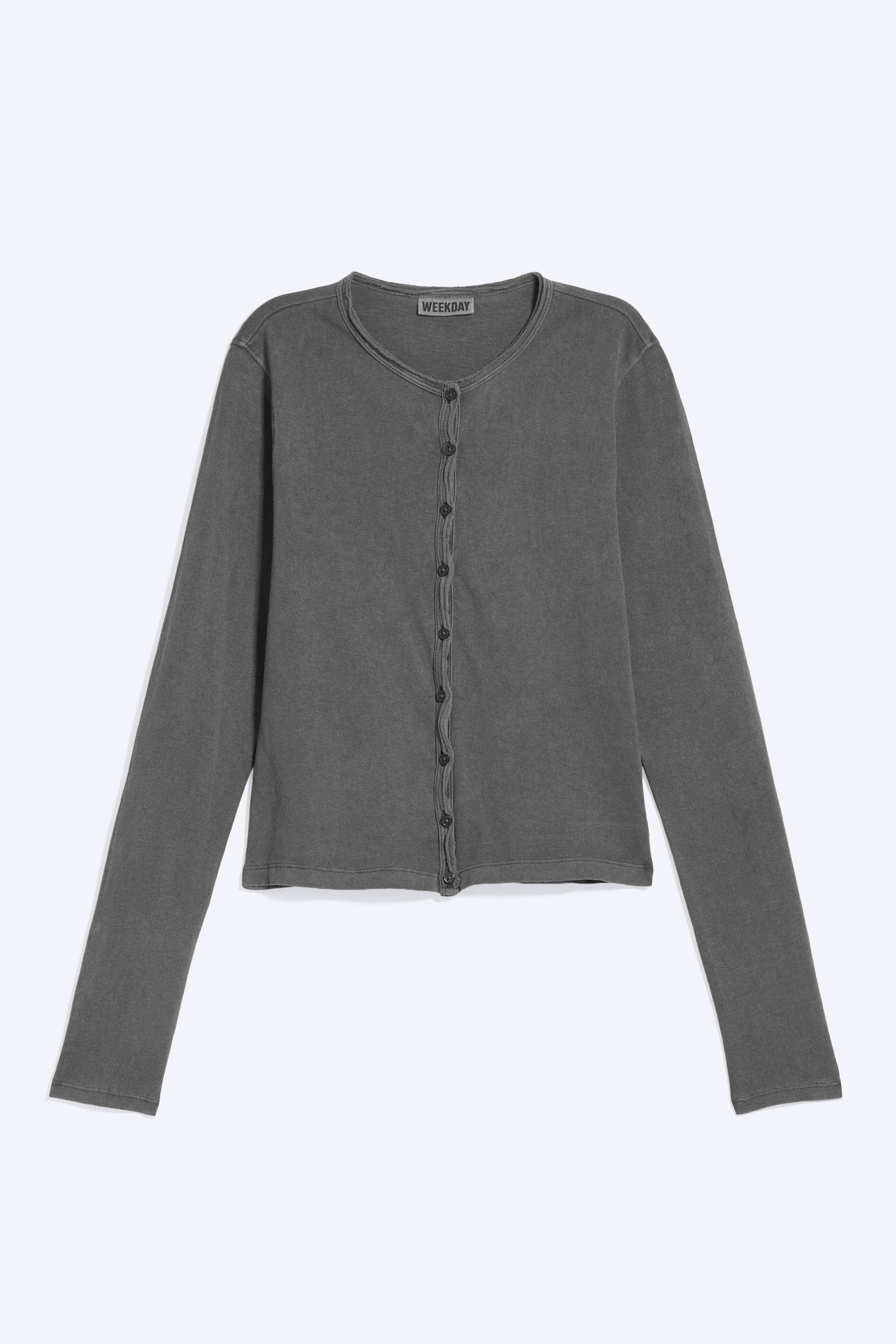 Slim jersey cardigan - Washed Dark Grey/Washed Off-White/Dusty Blue