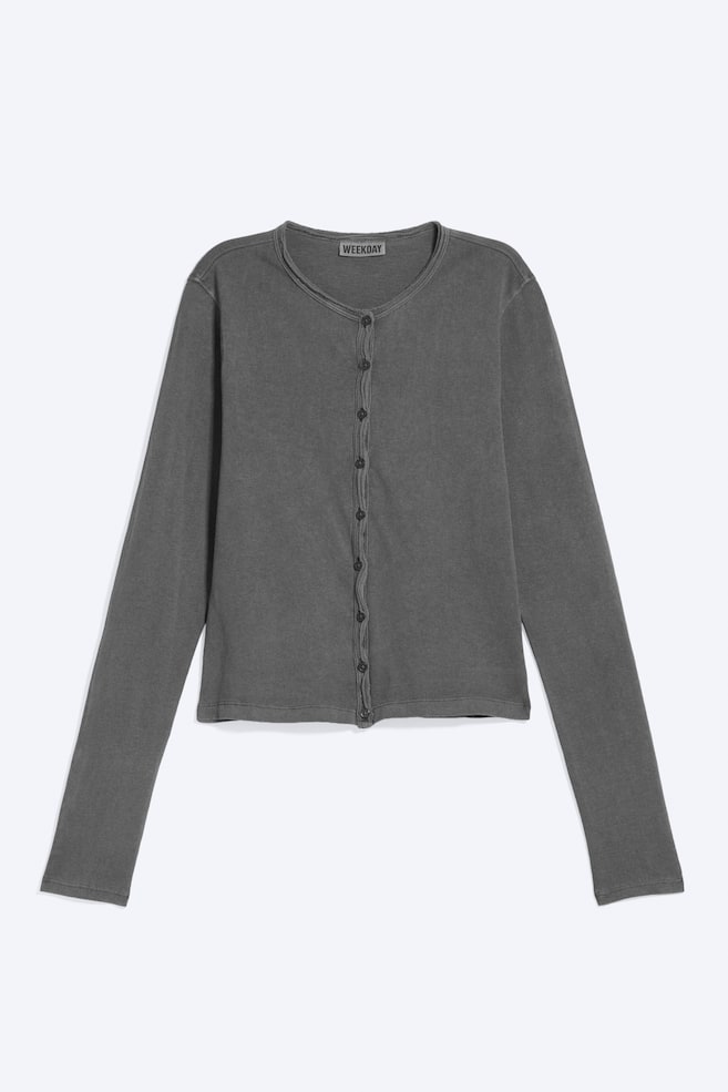 Slim jersey cardigan - Washed Dark Grey/Washed Off-White/Dusty Blue - 1