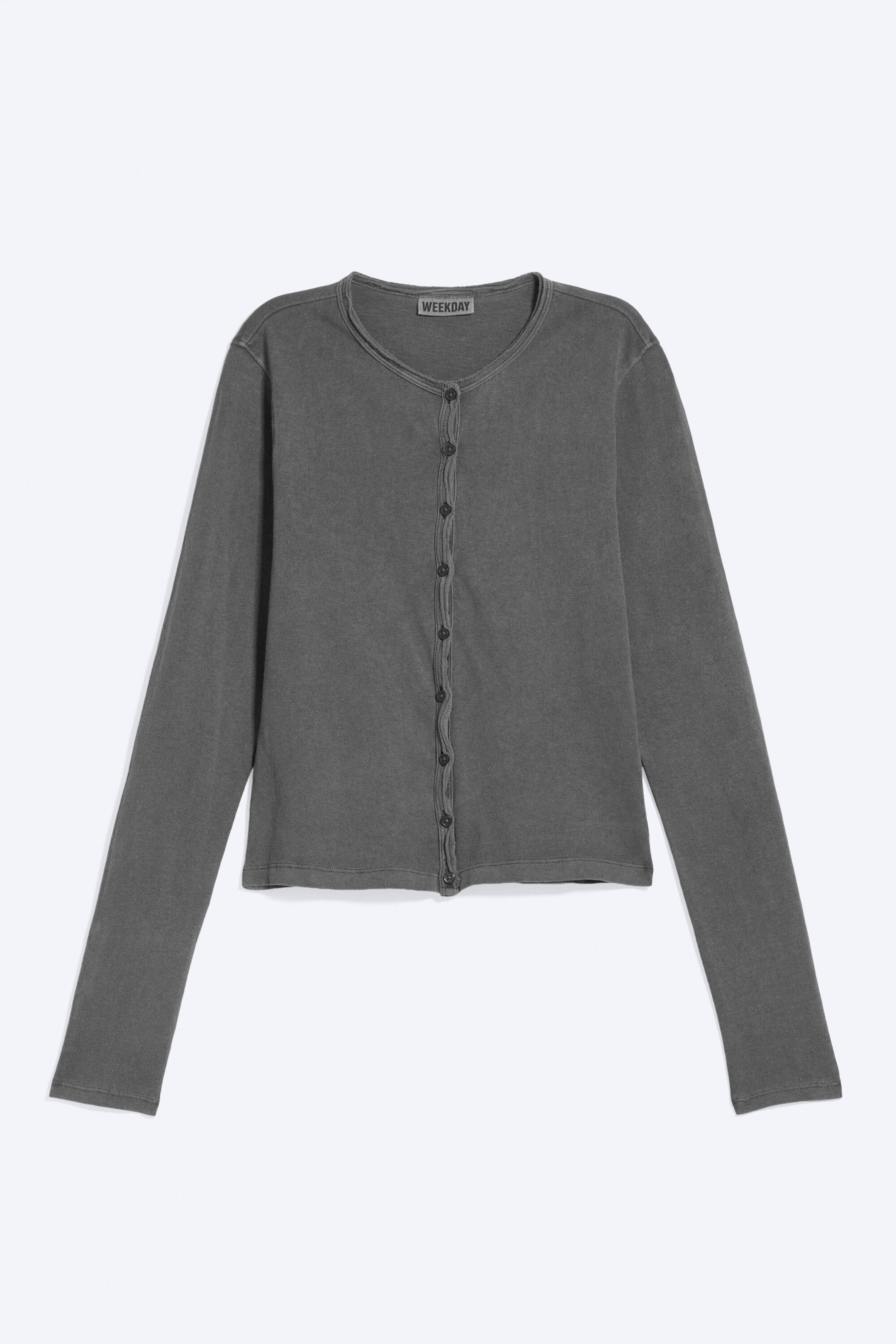Ausgewaschenes Dunkelgrau - Schmal geschnittener Jersey-Cardigan - 3