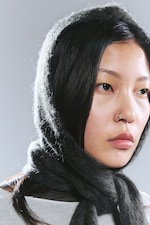 Dark Grey Melange - Mohair-Blend Hooded Scarf - 0