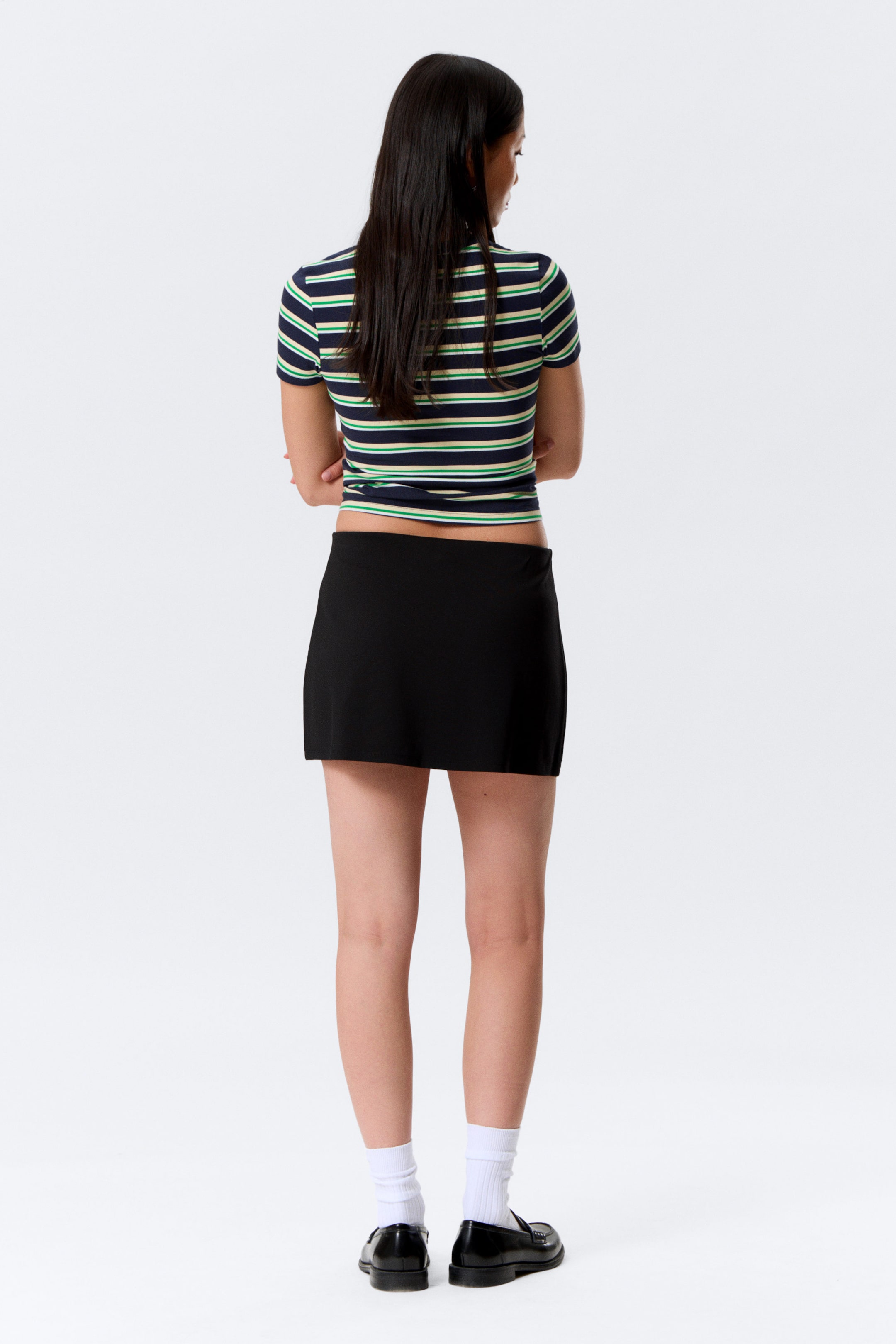 Black - Mini Slit Skirt - 2