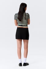 Black - Mini Slit Skirt - 2