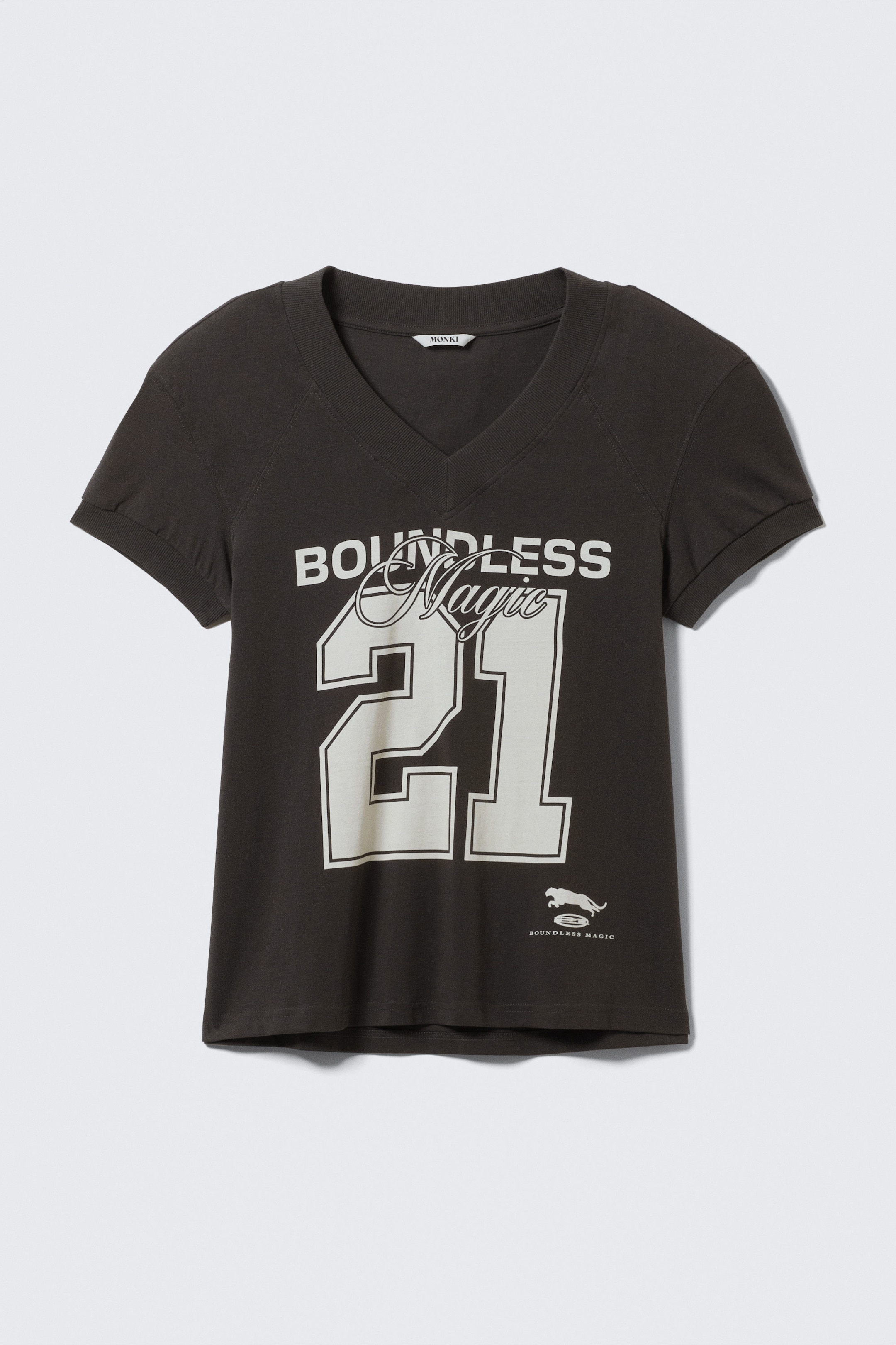 Black - Graphic V-Neck T-shirt - 1