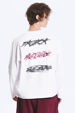 White - Racer - Oversized Graphic Long-sleeve - 2