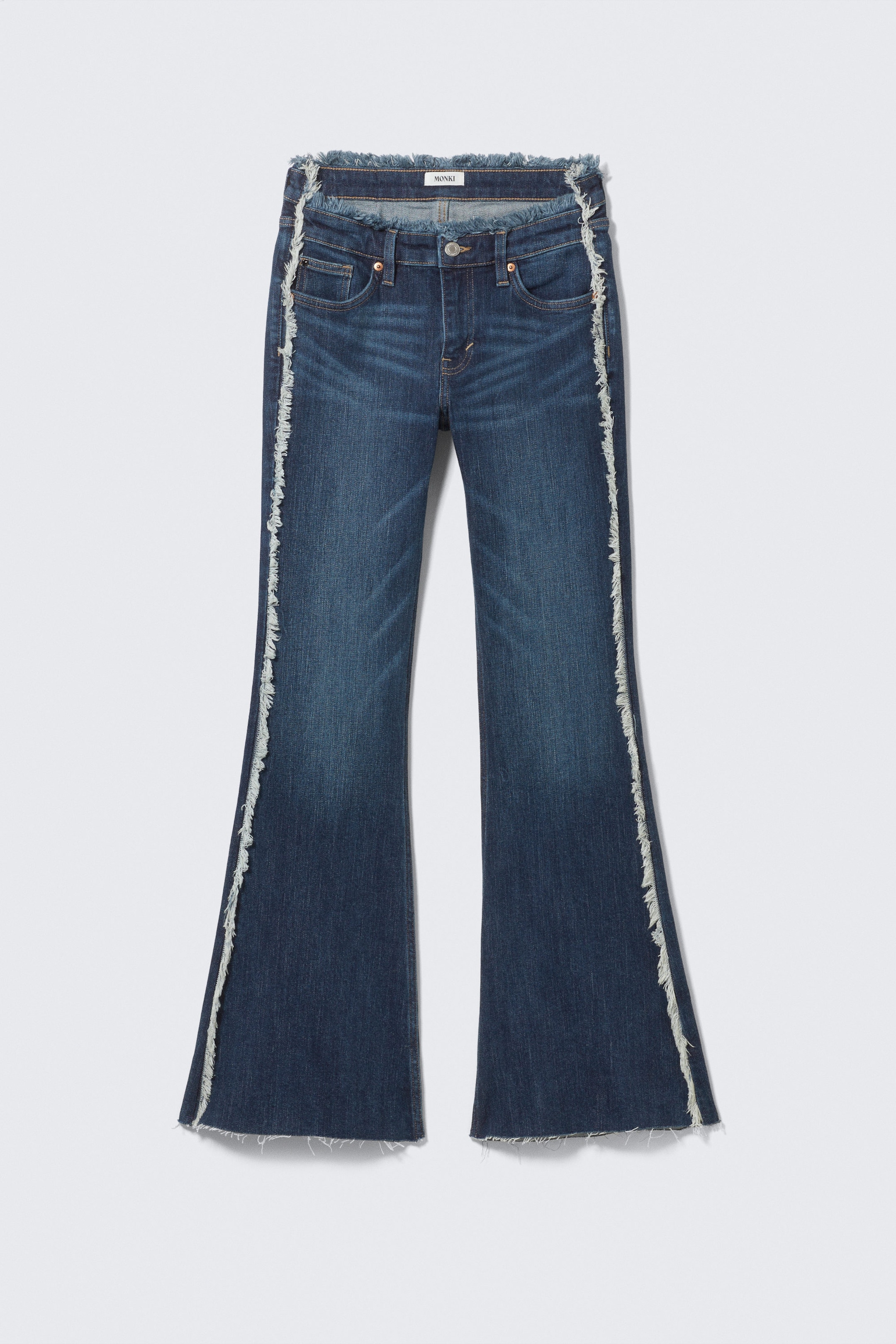 Summit Blue - Dark Blue - Katsumi Low Rise Frayed Flared Leg Jeans - 10