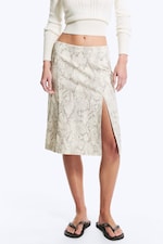Dusty Beige - Snake Print - Low rise slit skirt - 1