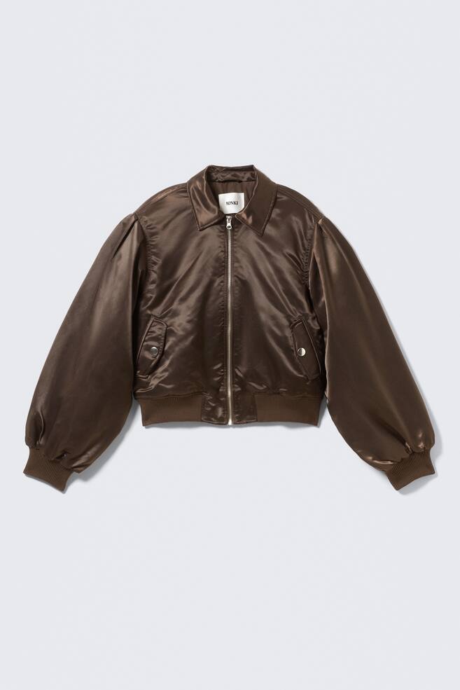 YULIA B LOOSE NYLON BOMBER JACKET - Dark Brown - 1