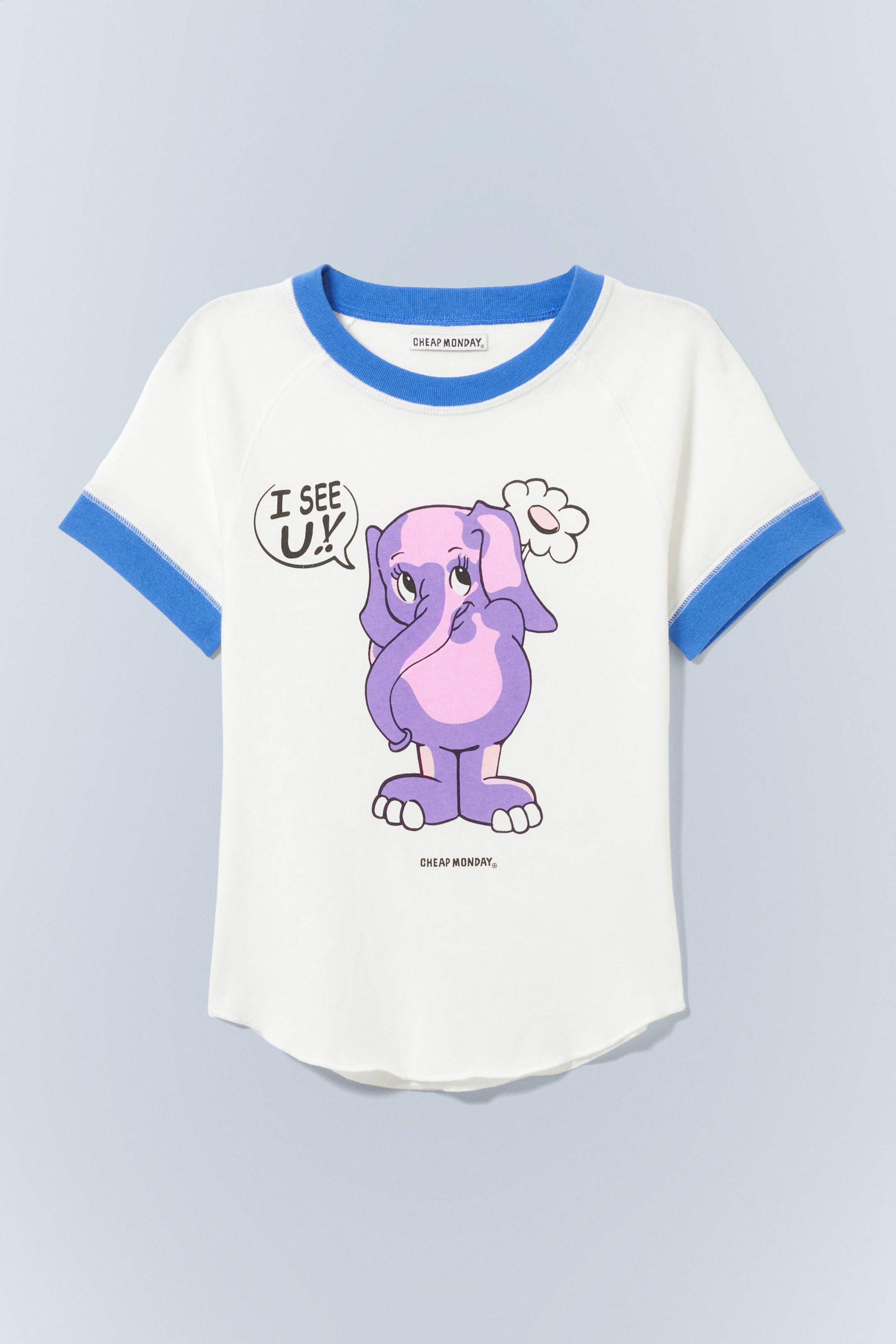 Off-white & Blue - Tight Printed Short Sleeve Mini T-shirt - 1