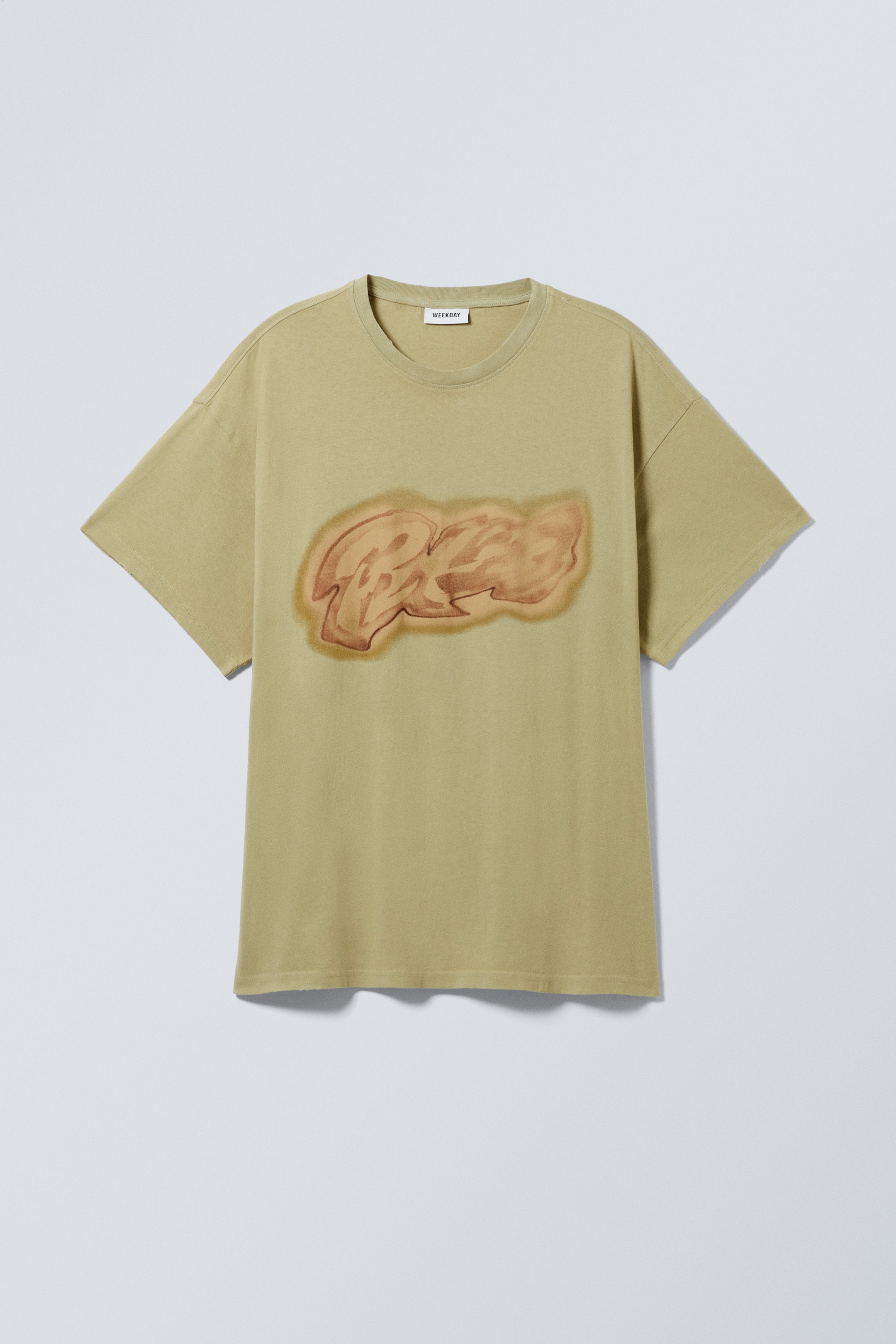 Spraymålad dimmig beige - Printad Oversized T-shirt - 0