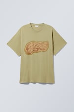 Spraymålad dimmig beige - Printad Oversized T-shirt - 0