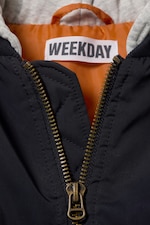 Dark Navy Blue - Loose Hooded Bomber Jacket - 10