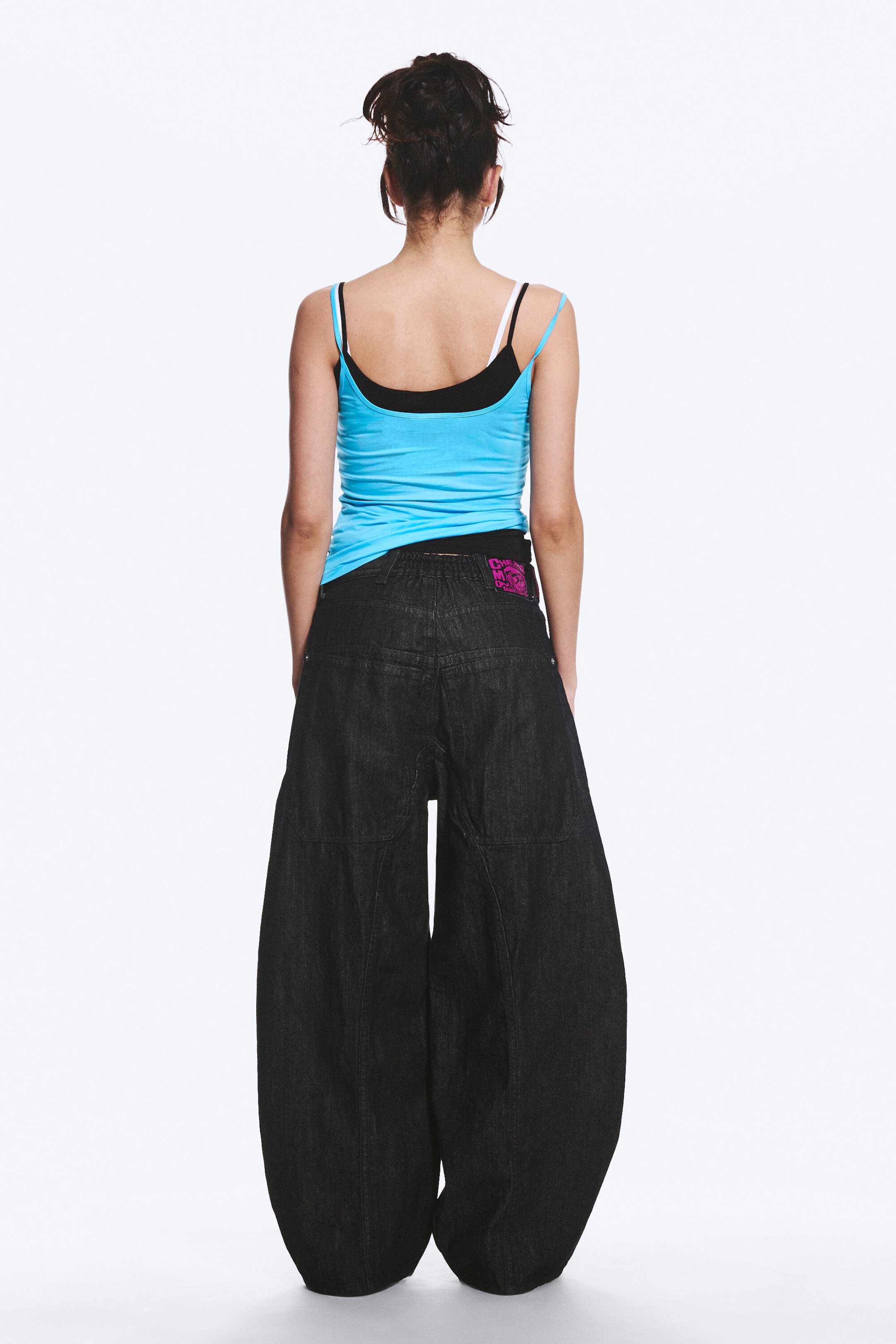 Black Rinse – svart - Dunno unisex løs Barrel-jeans med lavt liv - 9