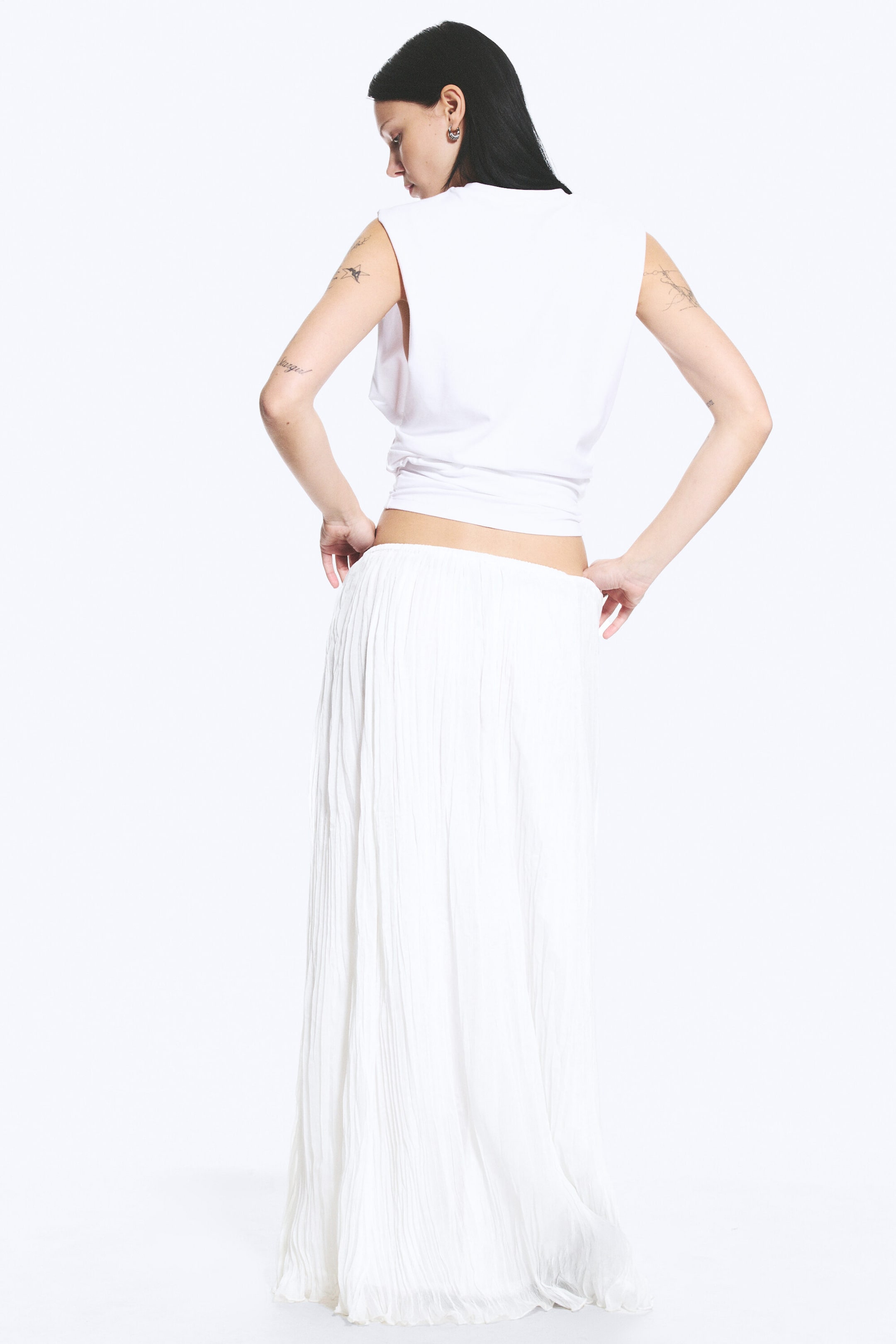 Dusty White - Crinkled Maxi Skirt - 2