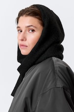Schwarz - Gestrickter Kapuzenschal zum Binden - 0