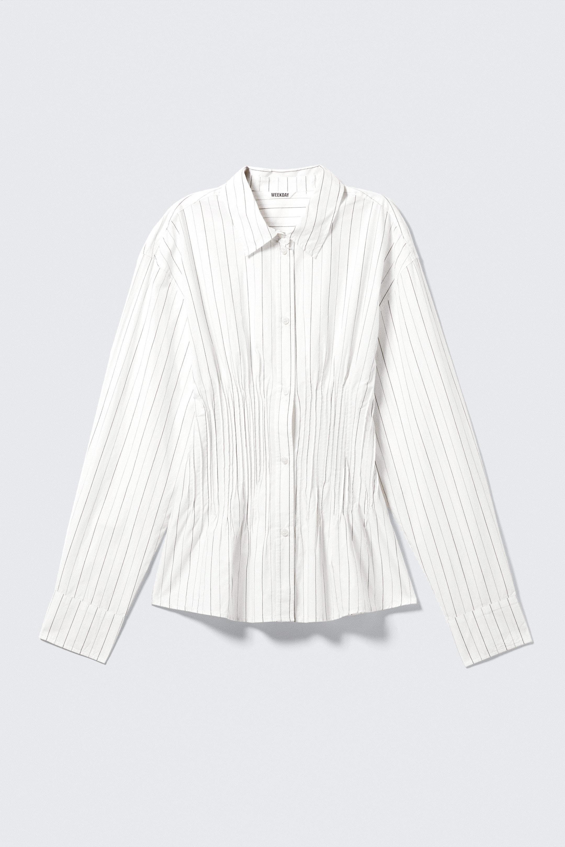 White - Gathered Waist Cotton Poplin Shirt - 0
