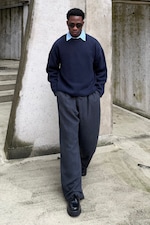 Zwart - Linnen broek met rechte pijp en losse pasvorm - 1