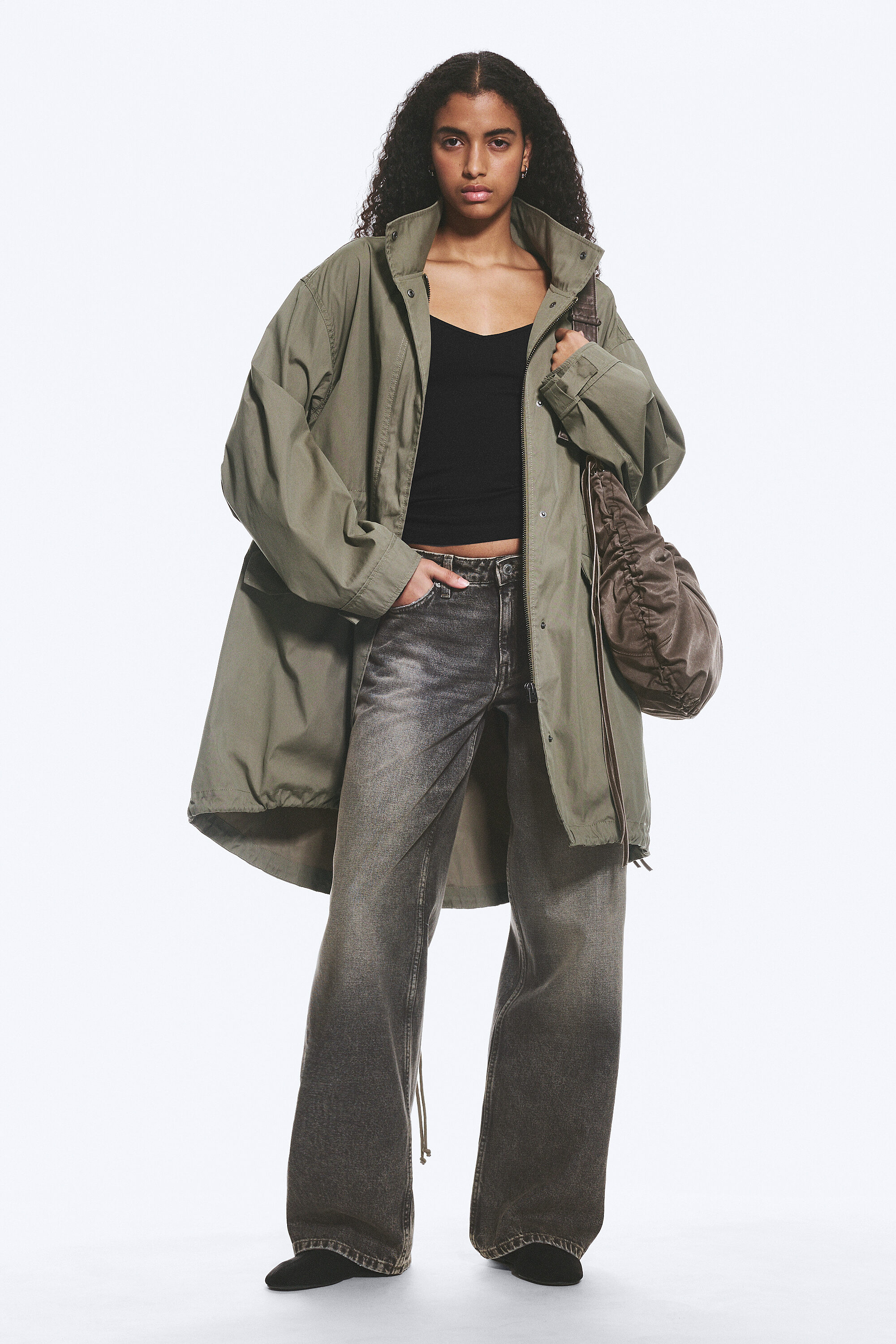 DEUXIEME CLASSE -  AMERICANA Siae Zip Parka カーキ✨5%値引✨ oversized funnel-neck canvas parka - Khaki Green | Weekday WW