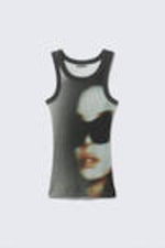 Wrapped Face - Ribbed Printed Tank Top - 4