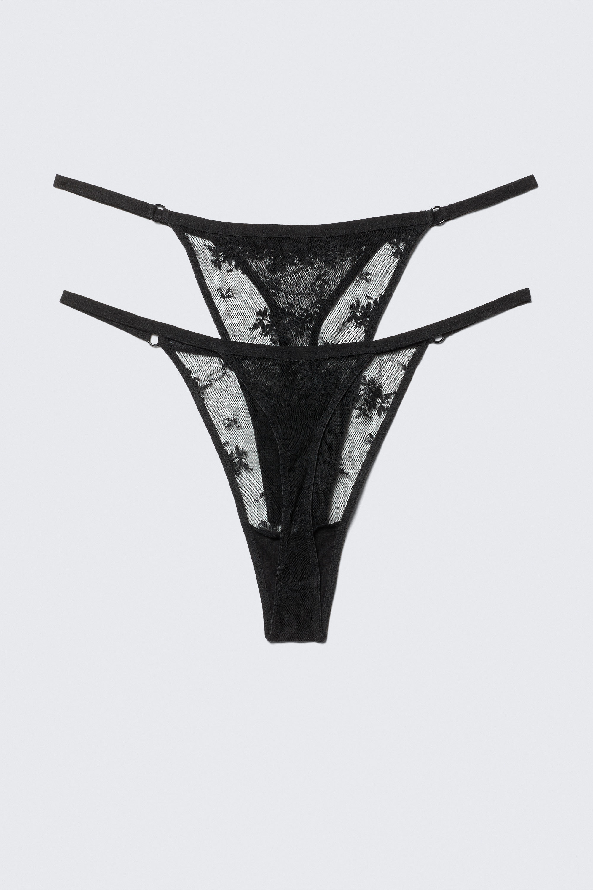 Schwarz - 2er-Pack transparente Tangas aus Spitze - 2