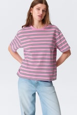 Striped Pink - Boxy Cotton T-shirt - 1