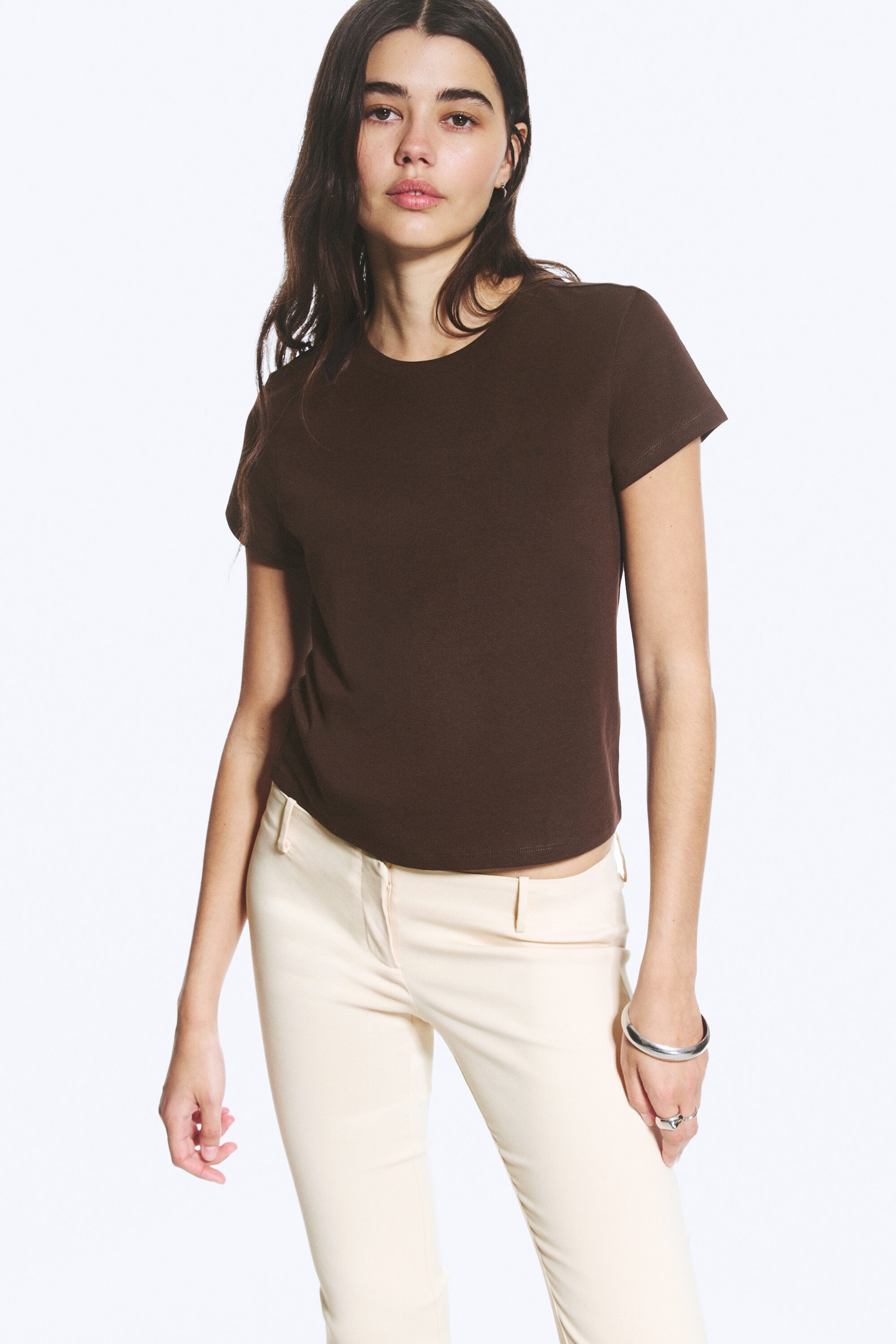 Braun - Mini-T-Shirt in regulärer Passform - 0
