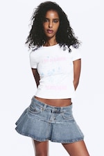 Blanc - White Bunny - Mini T-shirt graphique ajusté - 0