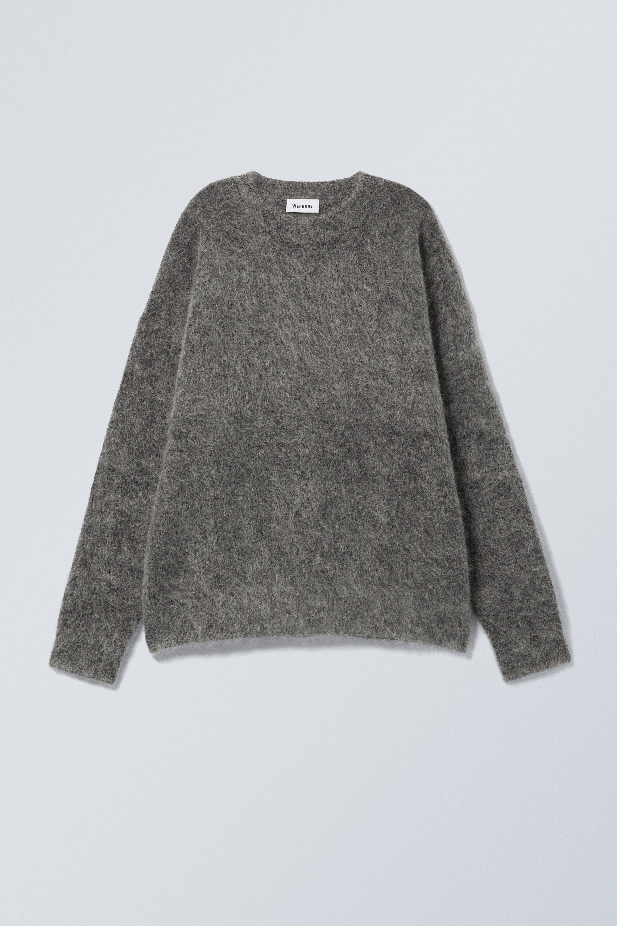 Dark Grey - Oversized Knitted Mohair Blend Sweater - 0