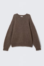 Brown - Oversized Knitted Mohair Blend Sweater - 6