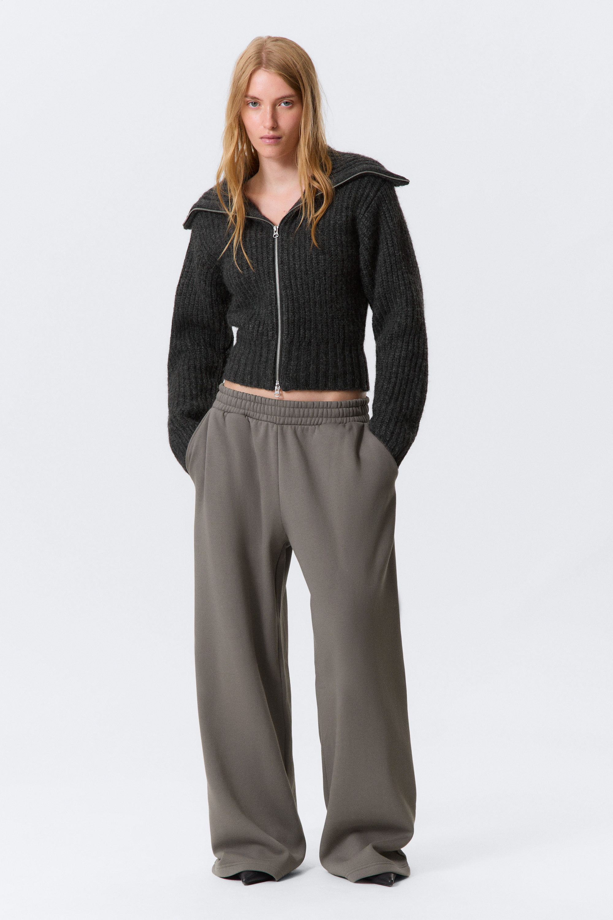 Grey - Loose Long Heavyweight Sweatpants - 1