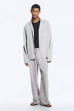 Helles Staubgrau - Weite Pyjamahose aus Baumwolle - 1