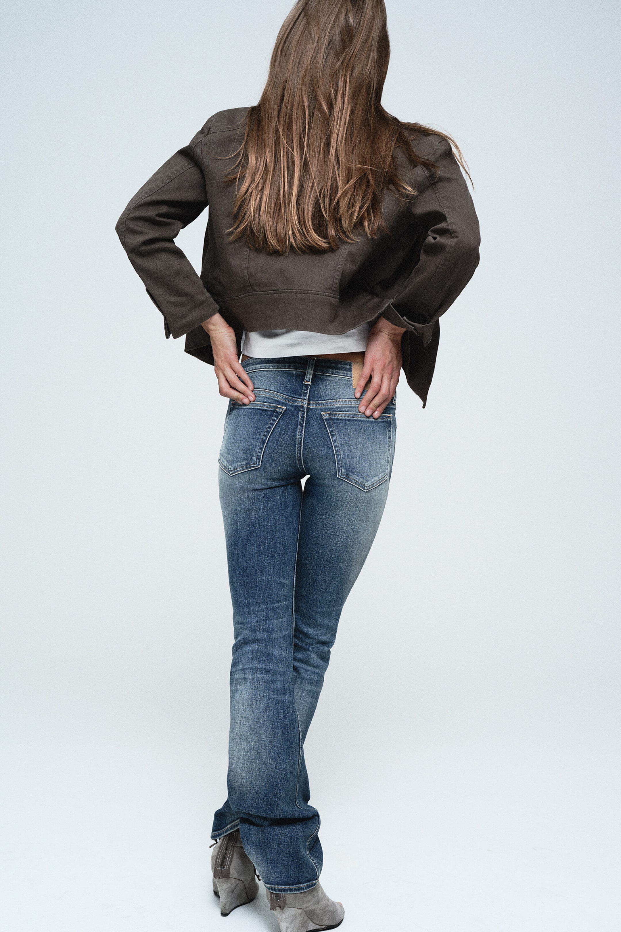 Seahorse Blue - Mellanblå - Luna Low Waist Skinny Bootcut Jeans - 1