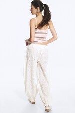 Dusty White Lace - Kanten broek met lage taille en trekkoord - 3