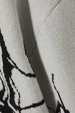 Imprimé gris gribouillages - Pull graphique en coton fin - 2