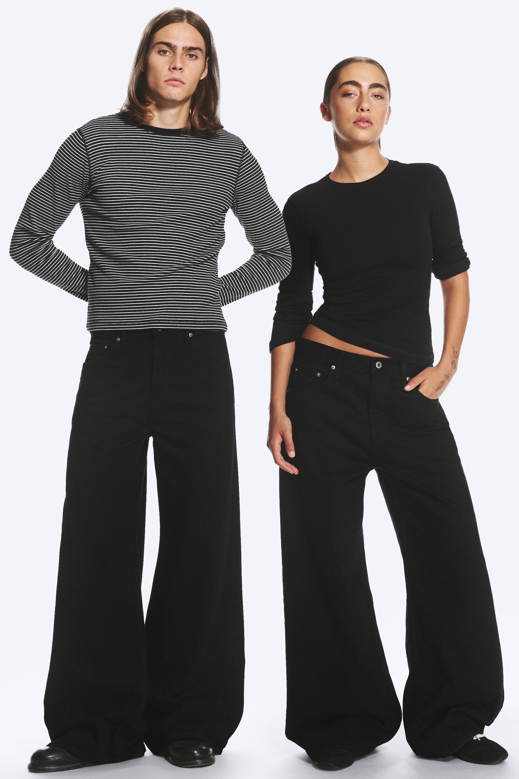 Noir - Jean large ample taille standard unisexe Solar - 1