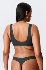 Dark Grey - Ribbed Scoop Neck Bikini Top - 2