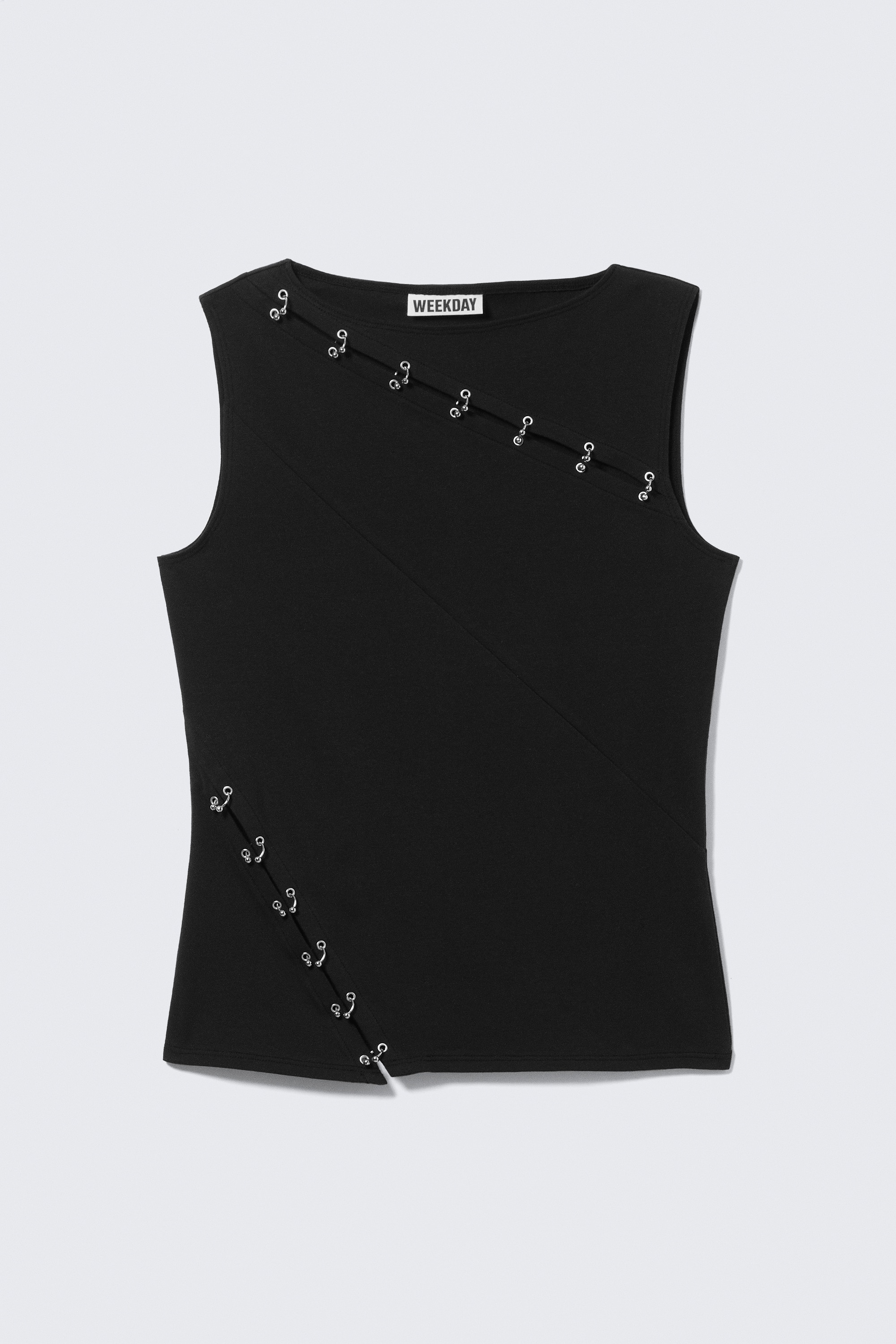 Top sin mangas Slim Pierced Seam - Negro
