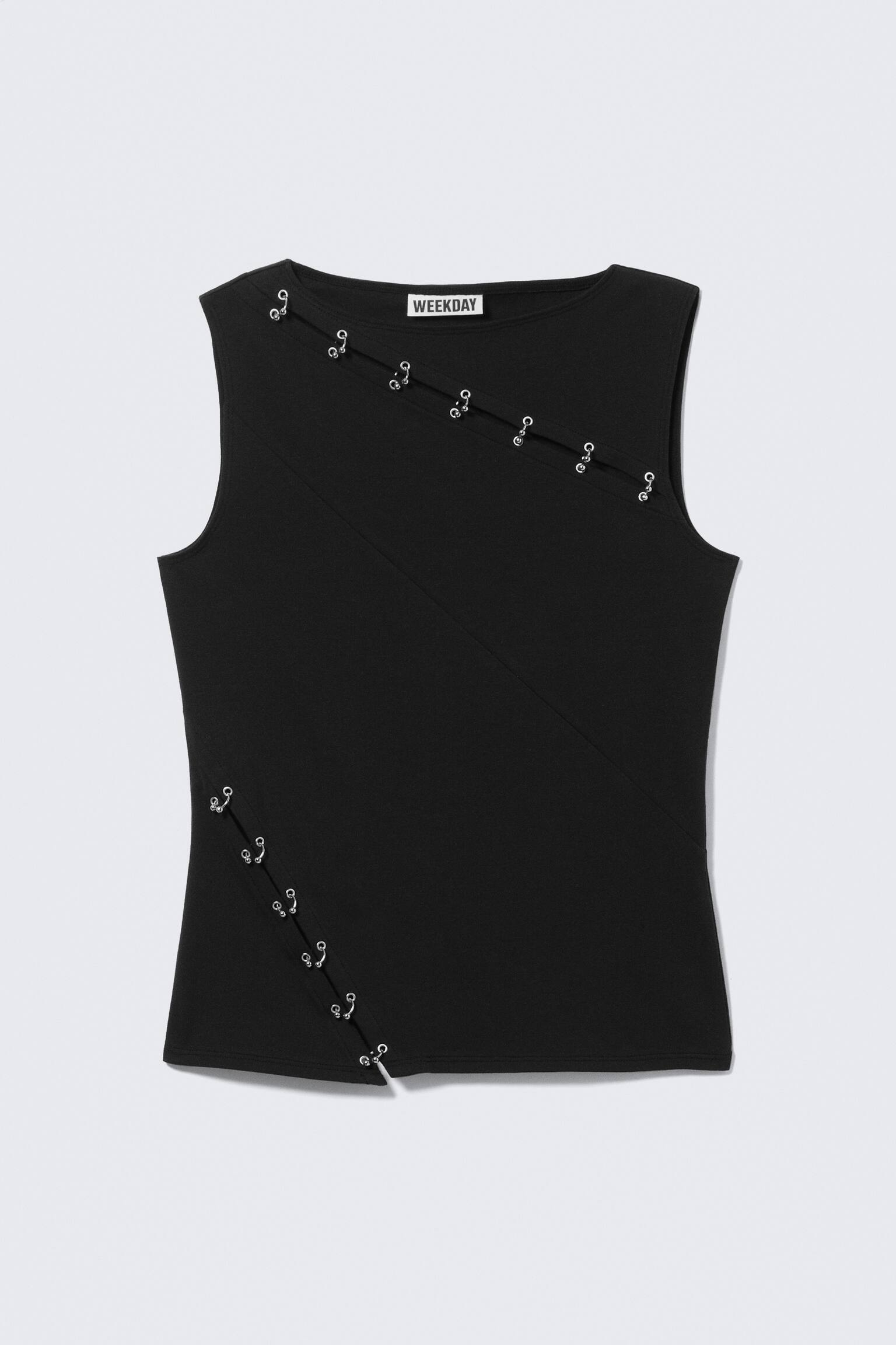 Top sin mangas Slim Pierced Seam - Negro - 2