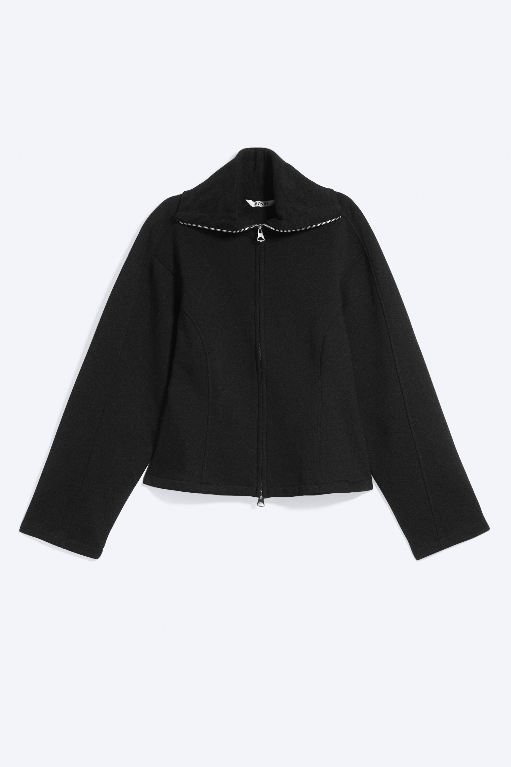 Svart - Figurnær sweatshirt med glidelås - 3