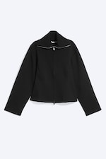 Svart - Figurnær sweatshirt med glidelås - 3