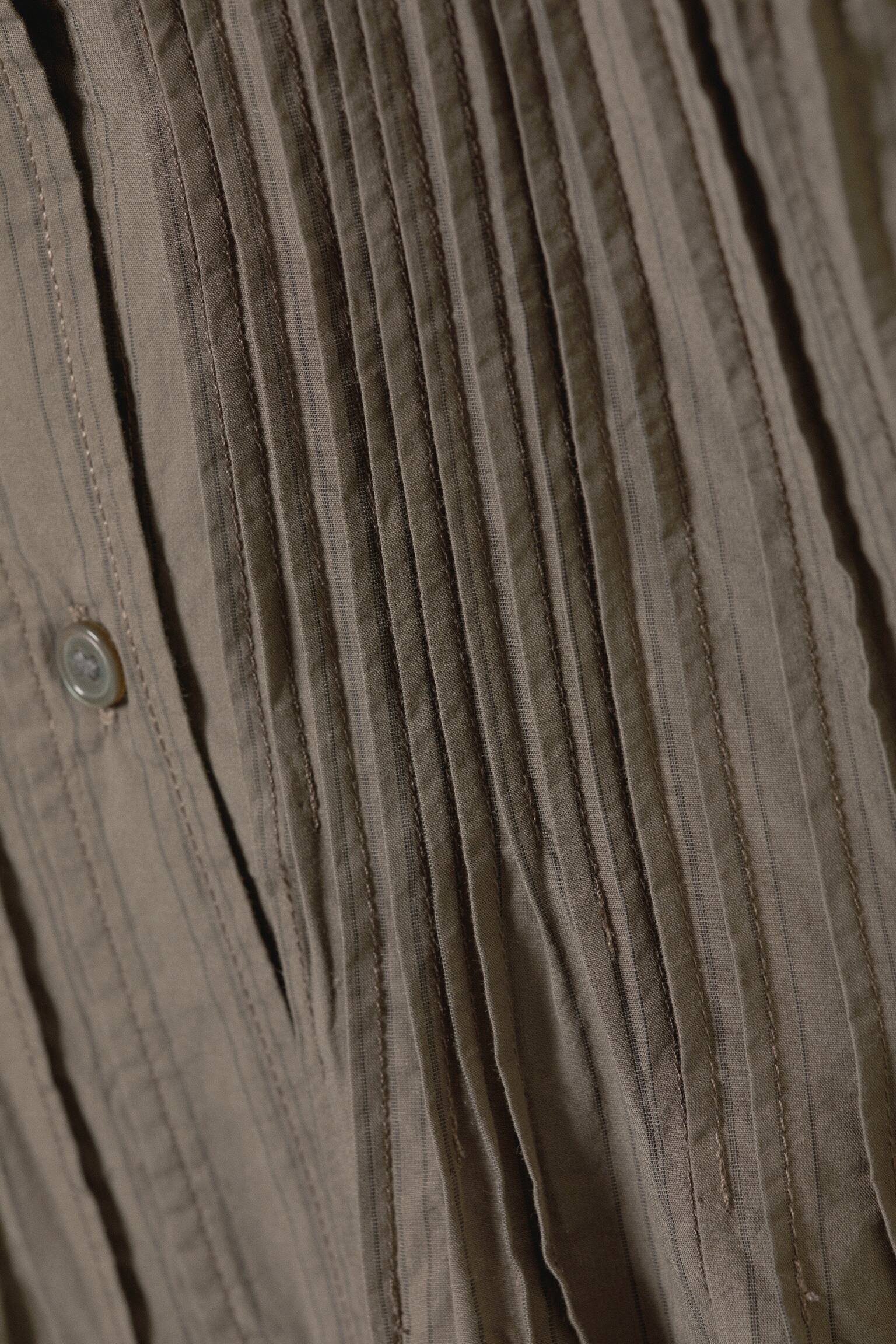 Overhemd van katoenen popeline met rimpeleffect - Bruin gestreept/Wit - 3