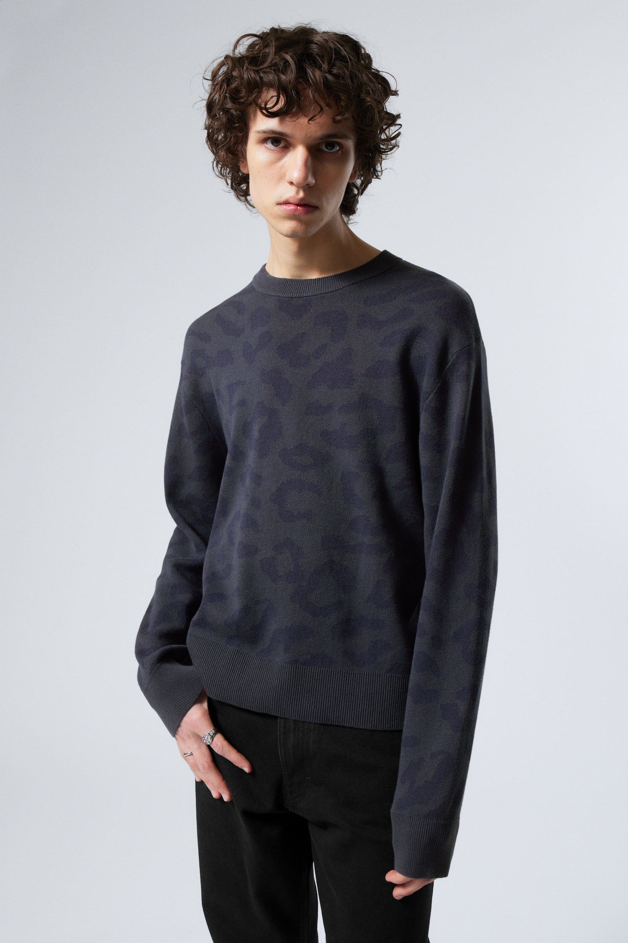 #373C46 - Graphic Knitted Sweater - 1