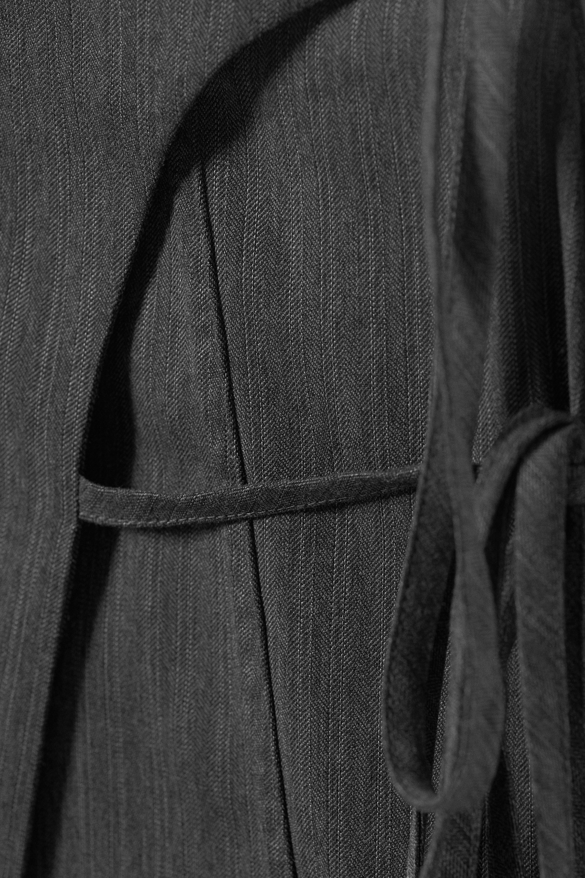 Dark Grey Melange - Strappy Mini Wrap Skirt - 3