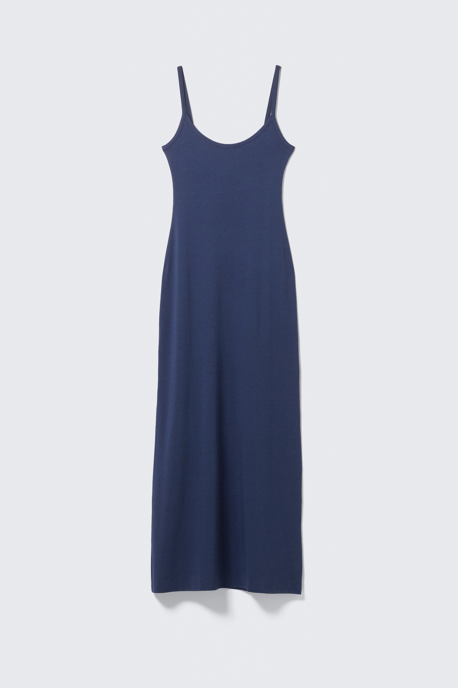Maxikleid mit glatten Trägern - Dunkelblau/Off-black/Graubraun & Schwarz gestreift