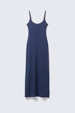 Donkerblauw - Maxi-jurk met gladde bandjes - 3