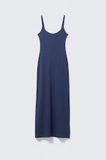 Dark Blue - Smooth Strap Maxi Dress - 0